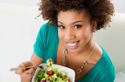 woman eating healthy food